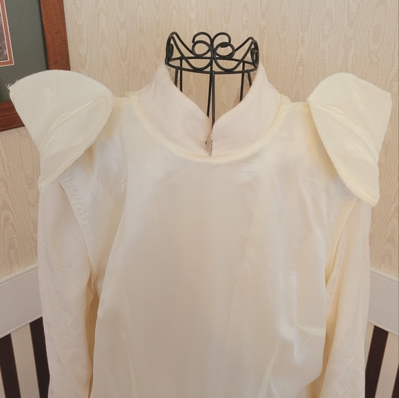 Karin Stevens Santa Fe Off White Pleated Vintage Dress Size 10 - Picture 12 of 13